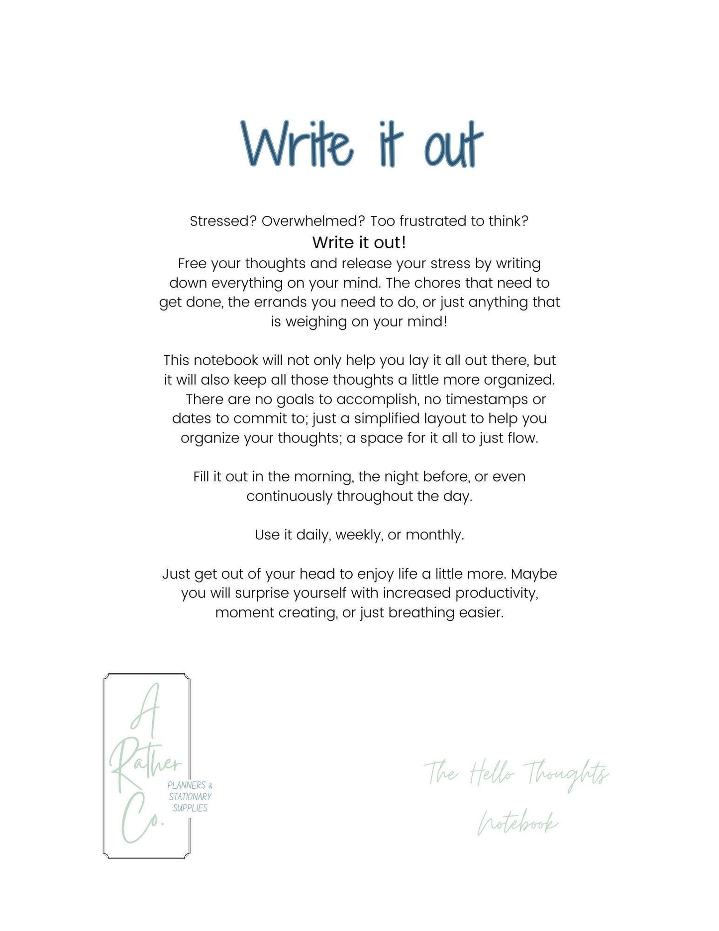 Hello Thoughts Notebook - DIGITAL