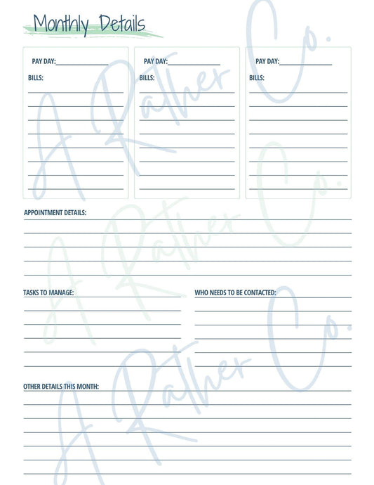 Hello Plans Monthly Undated Planner - DIGITAL