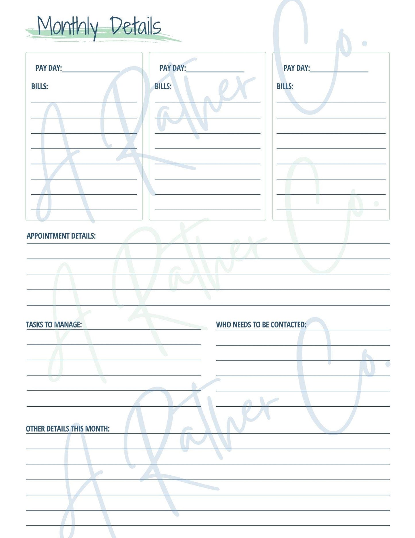 Hello Plans Monthly Planner - Undated