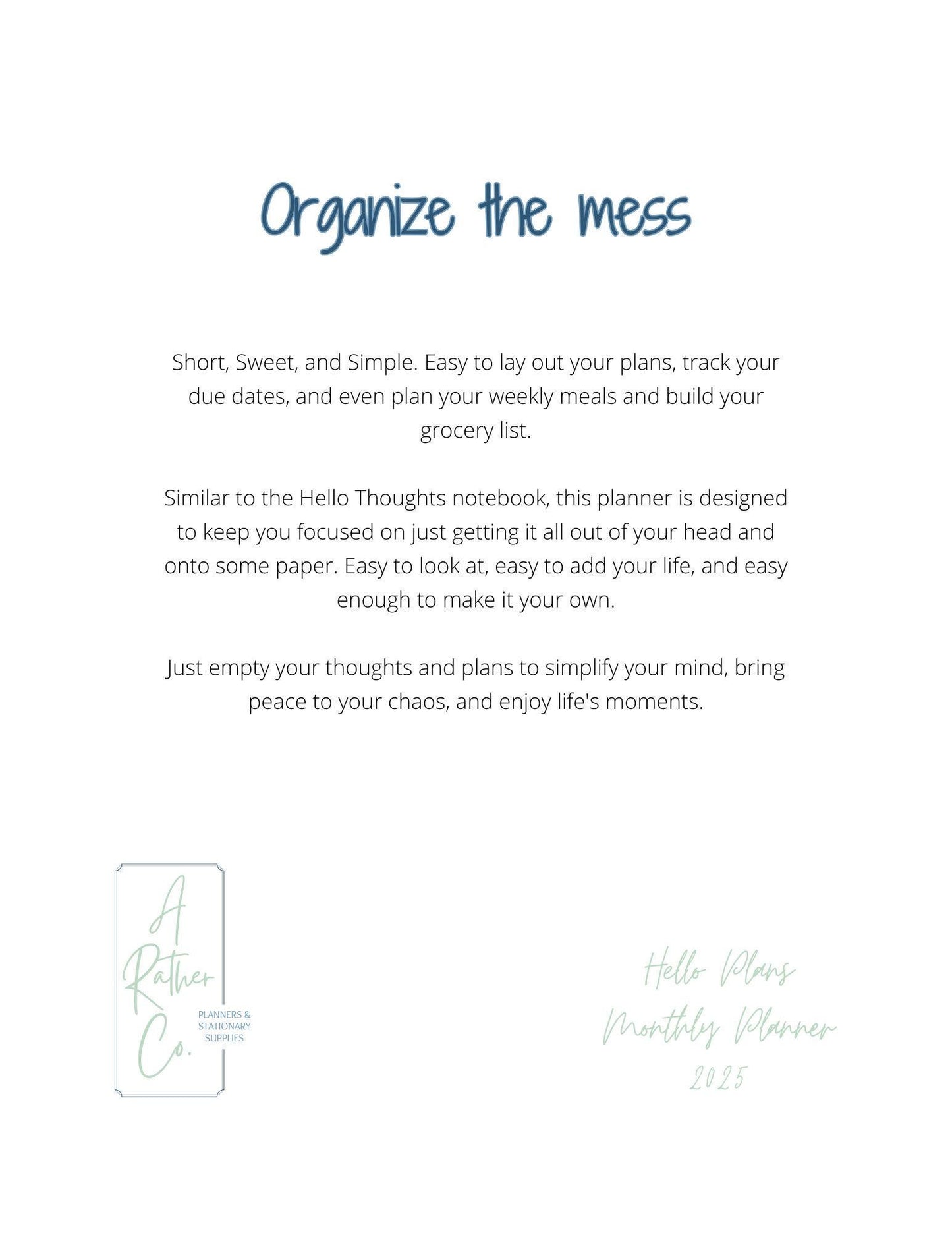 Hello Plans Monthly Planner - Undated