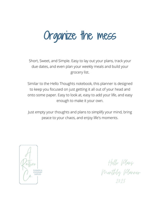 Hello Plans Monthly Planner - Undated